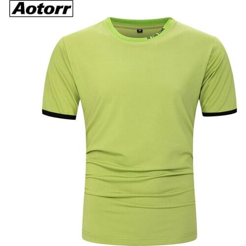 Men T Shirt Sport Tops Tees Quick Dry Fitness Gym T Shirt Mens Running Shirts Short Sleeve Sportswear Round Neck Workout TShirt