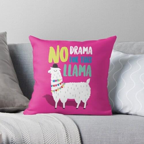 No Drama For This LLama Throw Pillow Cushion Cover Polyester throw pillows case on sofa home living room car seat decor 45x45cm