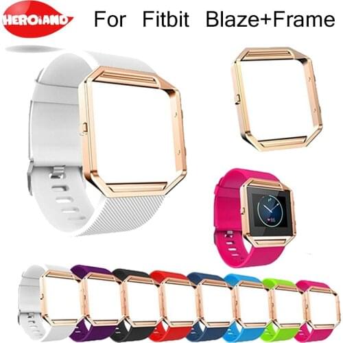 New Soft Silicone Watch Band For Fitbit Blaze Band For Smart Fitness Watch Band with Metal Frame Case Replacement Bracelet Strap