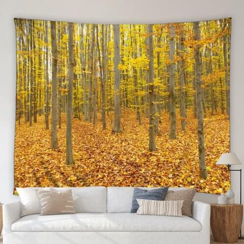 Natural Scenery Tapestry Forest Trees Plants Leaves Autumn Landscape Living Room Bedroom Mural Wall Hanging Blanket Bedspread