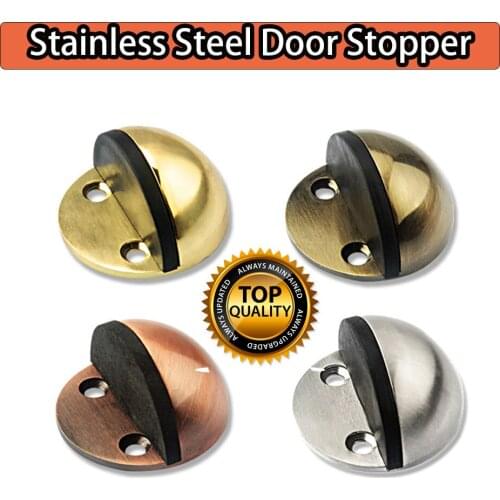 Stainless Steel Rubber Door Stopper Floor Non-Punching Sticker Hidden Door Holders Catch Floor Mounted Nail-free Doorstops