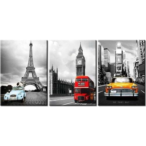 Nordic Tower New York City Oil Paintings Canvas Prints Modular Picture 3 Panel Wall Art Home Decoration Pictures for living room