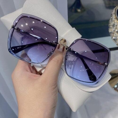 Vintage Oversized Sunglasses Women Men Rimless Sun Glasses for Female Square Shades Classic Brand Design Colorful Eyewear UV400