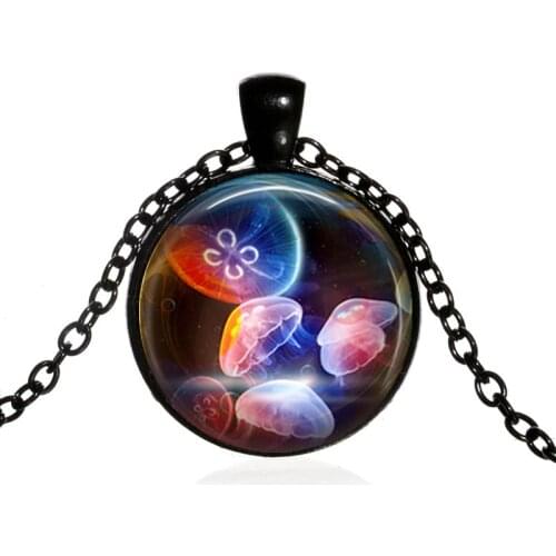 Beauty of the Deep Jellyfish Glass Pendant Necklace Jewelry Marine life Art Handmade Pendant Wholesale Fashion Necklaces