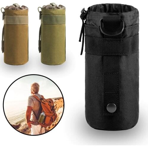 Tactical Water Bottle Pouch Airsoft 600D Outdoor Hiking MOLLE Open Top Hydration Pouch Hunting Water Bag Backpack Accessories