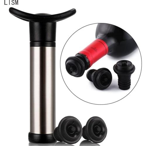 Red Wine Vacuum Air Pump Preserver White Wine Bottle Stopper Set With 2 Bottle Stoppers Hotel Bar Stopper Preserver Sealer Tools