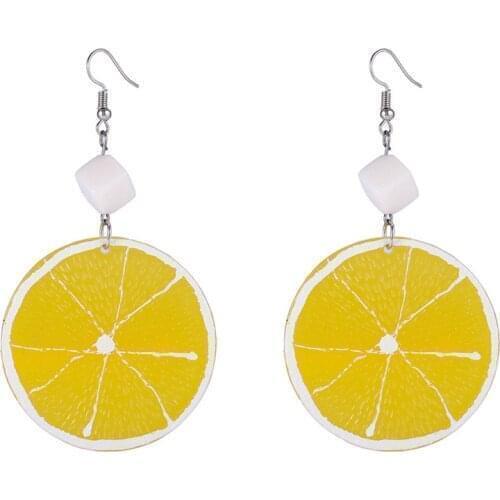 Cute Fruit Lemon Dangle Earrings Summer Style For Women Korean Lovely Acrylic Orange Pendant Drop Earrings серги женские