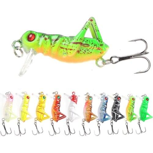 10pcs 4cm 3g Grasshopper insects Fishing Lures Flying Wobbler hard bait Lifelike Artificial baits Bass Jerkbaits Swimbait Pesca