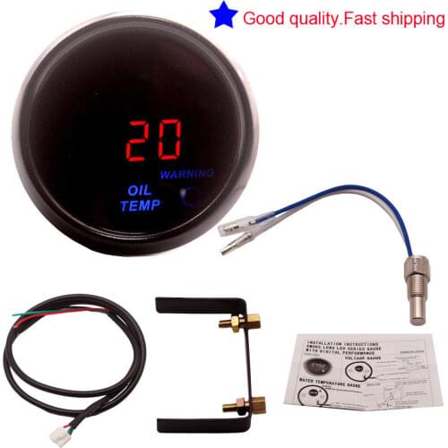 2" 52mm Auto Car Red LED Oil Temp Gauge Temperature Meter Warning Light +Sensor