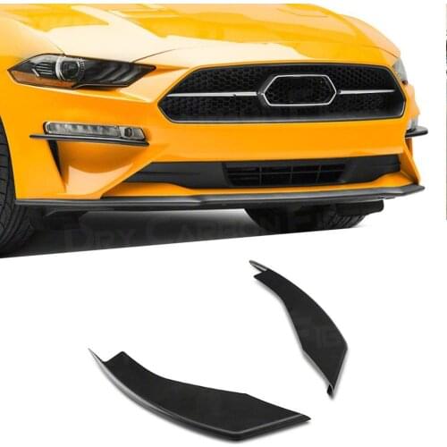 2pcs For Ford Mustang Coupe 2 Door 2018 - 2020 Car Front Fog Lamp Fins Splitters Trim Canards Fins Cover MP Style Bumper Upper