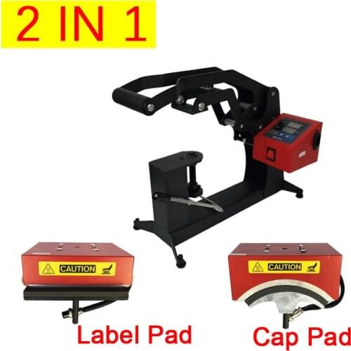2 in 1 Digital Double Display Cap Heat Press Machine 15x15CM Logo Printer DIY Sublimation Printer Label Printing Machine