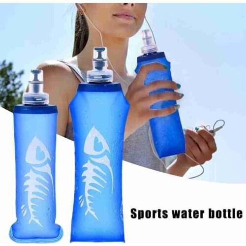 250/500ml Silicon Water Bottle For Hiking Tpu Sports Soft Bottle Foldable Running Water Bag Silicon Water Bottle For Hiking