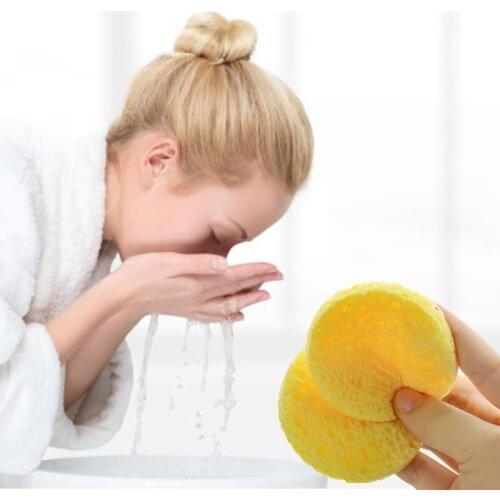 50pcs Natural Wood Pulp Sponge Cellulose Compress Cosmetic Puff Facial Washing Sponge Face Care Cleansing Makeup Remover Tools