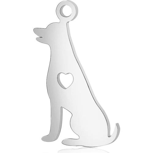 Stainless Steel 11*20mm Animal Dog Mini Metal Charms Pendant For DIY Jewelry Bracelets Making Accessories 50pcs