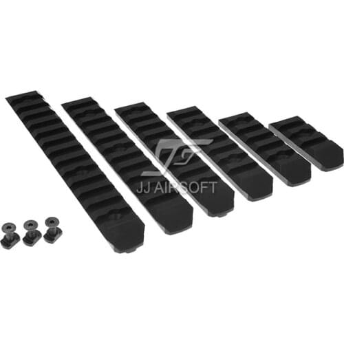 ACI 3 SLOT / 5 SLOT / 7 SLOT / 9 SLOT / 11 SLOT / 13 SLOT S-LOT M-LOK MLOK Polymer Rail Set 6-PC Pack (Black/Tan)