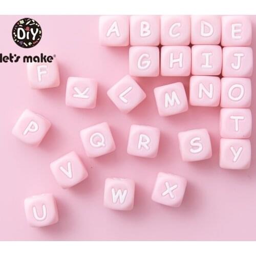 Lets Make 20pcs Silicone Letter Beads Silicone Teether Silicone Aalphabet Chewing Necklace Teething Baby Toys Beading DIY