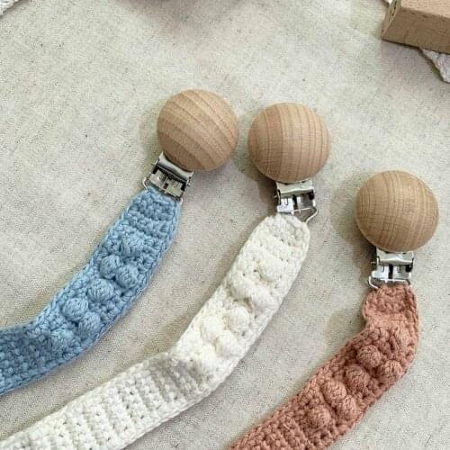Baby Teething Soother Toys Clip Crochet Pacifier Chain Cotton Woven DIY Dummy Nipple Holder Leash Strap Shower Gifts