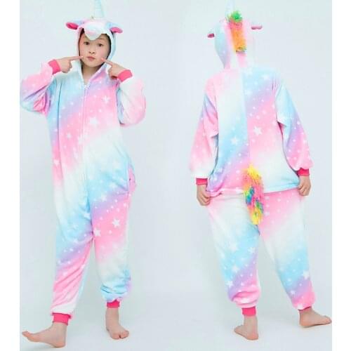 Children Flannel Pajamas Winter Sleepwear Boys Onesies Girls Pajamas Sets Kids Cute Stitch Unicorn Animal Pyjama Pijama Homewear
