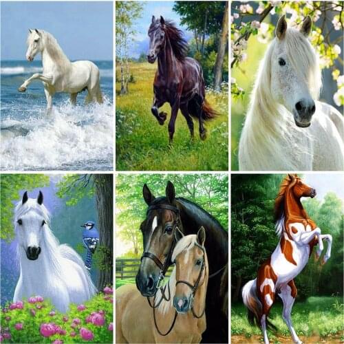 Evershine 5D DIY Full Square Round Diamond Painting Horse Diamond Embroidery Animal Cross Stitch Rhinestones Pictures Needlework