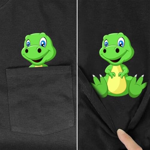 Jurassic Dinosaur Cotton T-Shirt Pocket Printed Harajuku T-Shirt Hip Hop Casual Tops Sweatshirt Funny Cotton Tees Drop Shipping