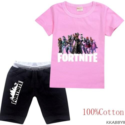 Fortnite Kid Baby Boys' Girls Summer Clothes Cotton Short Sleeve T-Shirt Tops+Short Pants Casual Outfit Children Clothing Sets