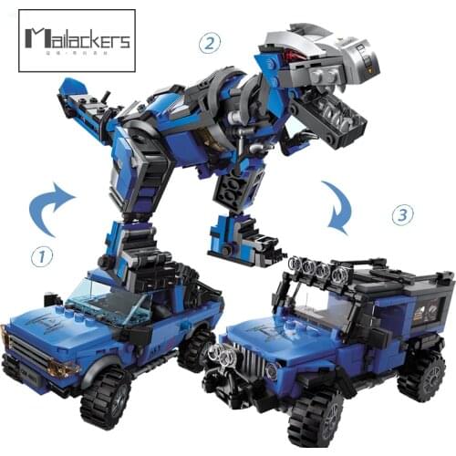 Mailackers Ideas Creator Off road Car Truck Transformation jurassic Dinosaur Action Figure Building Block DIY Toys for children