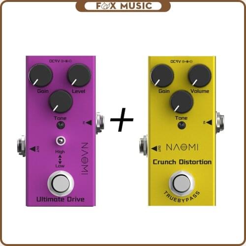 Mini Single Guitar Effect Pedals Ultimate Drive+Crunch Distortion For Electric Guitar True Bypass 1 To 3 Daisy Chain Power Cable