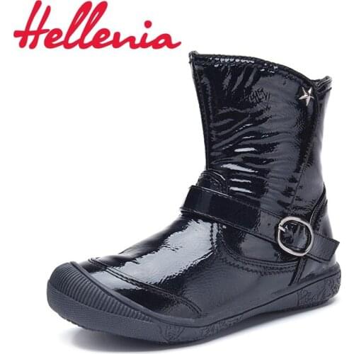 Hellenia soft toddler kids shoes girls comfortable Pu metal star mesh lining Spring ankle boots boys black pink beige size 24-29