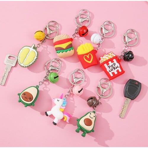 Soft Rubber stereoscopic Doll bell Keychain Couples Key Chain Ring for Women Bag Girl Phone Car Keyring Lovers Jewelry Gifts