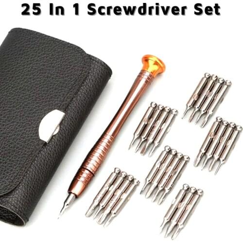 Leather Case 25 In 1 Torx Screwdriver Set Mobile Phone Repair Tool Kit Multitool Hand Tools For Iphone Watch Tablet PC Glasses