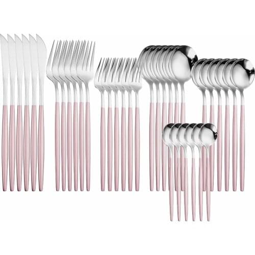 36Pcs Mirror Steel Cutlery Set Forks Knives Spoons Dinnerware Set Stainless Steel Tableware Set Western Flatware Dropshipping