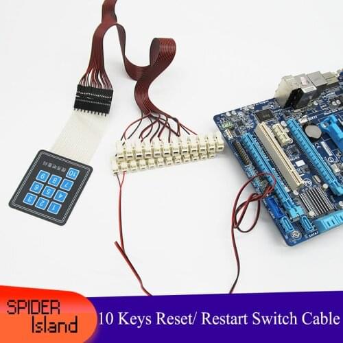 DIY Desktop Computer Power Switch Cable 10 Keys Buttons Back Stick Power Reset Button Restart Power Adapter 40cm