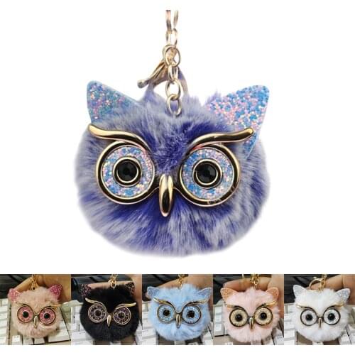 New Creative KeyChain Accessories Cute Owl Doll Decoration Split Ring DIY Bag Pendant New Year Gifts For Kids