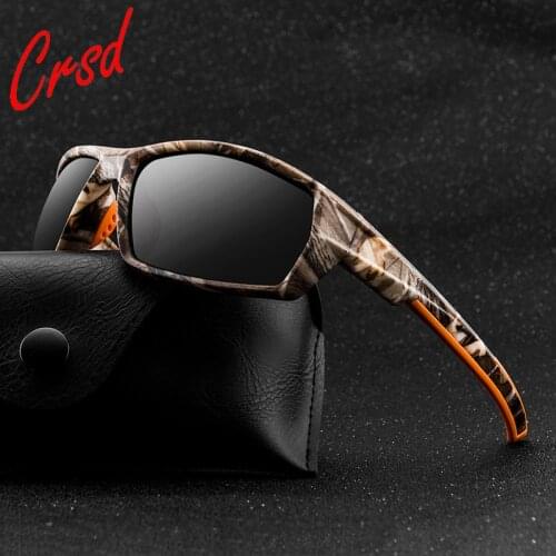 CRSD 2020 Polarized Sunglasses Square Frame Sun Glasses Men Designer Male Fishing Driving Eyewear UV400 Camouflage Eyeglasses
