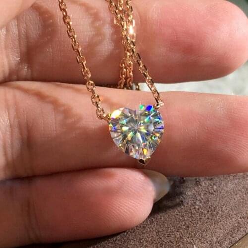 Romantic Rose Gold Clavicle Chain Pendant Necklace Women Fashion Heart Shaped Cubic Zirconia Marriage Wedding Necklace