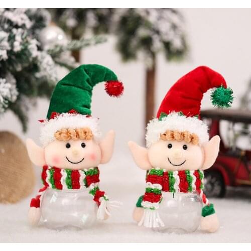 Christmas Ornaments DIY Xmas Gift Cute Goblin Elf Candy Jar Can Santa Claus Snowman Tree Pendant Doll Hang Decorations For Kids