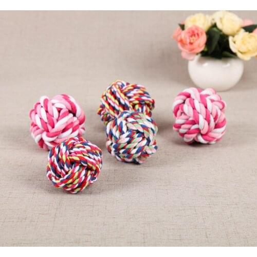 Pet Dog Chew Rope Teeth Clean Chase Throw Train Play Ball Cotton Rope Ball Dog Funny Playing Bite Ball Colorful Toys Dog Ball