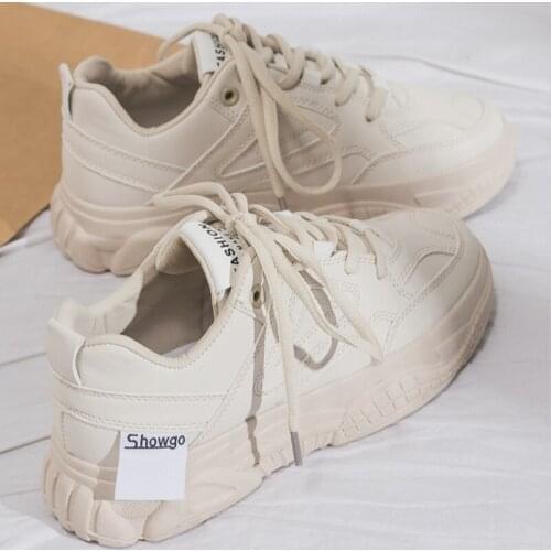 2019 Womens Chunky Sneakers Fashion Women Platform Shoes Lace Up Vulcanize Shoes Womens Female Trainers Shoes Schoenen X10-01