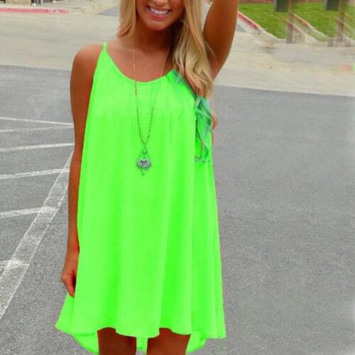 Womens Camis Mini Dress Long Tops Sexy Spaghetti Strap Sleeveless Chiffon Summer Casual Candy Colors Hollow-out Backless