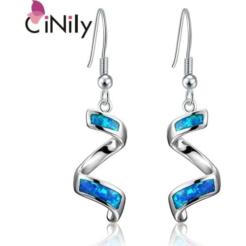 CiNily Created Pink Orange White Blue Fire Opal Silver Plated Wholesale for Women Jewelry Drop Earrings 1 7/8" OH3120-23