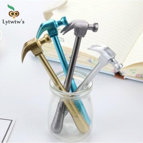 1 Pcs Lytwtws Metallic Hammer Tools Stationery Creative Gel Pen Simulation School Office Supply Cute Kawaii Funny Gift Prize