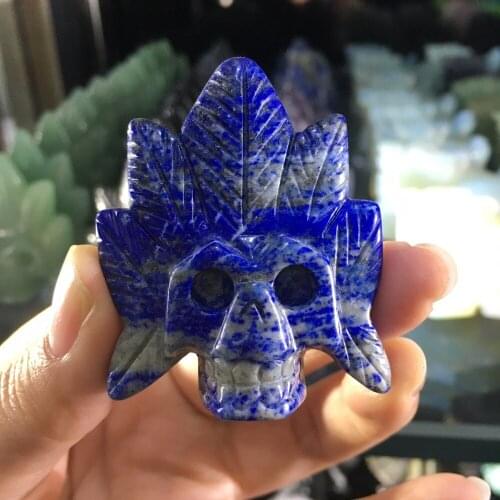 1pcs NATURAL Bright-coloured FLUORITE CRYSTAL Hand-Carved Indian Skull Madagascar