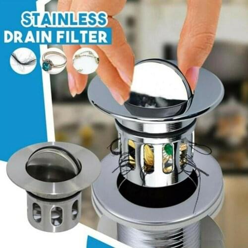 1pc Universal Wash Basin Bounce Drain-filter Explosion-proof Thickened Flap Steel Basket And Deodorant Filter F3U9
