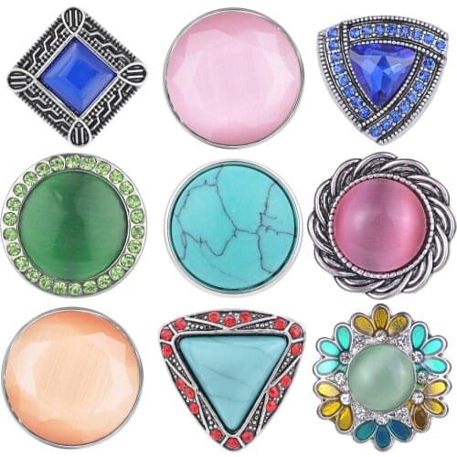 10pcs Newest Styles Gem Snaps Mix Pack 18mm GingerSnaps Snap button Charms Snap Jewelry VN-1972