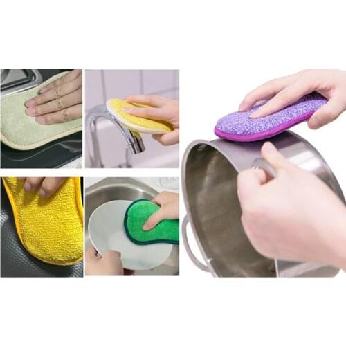 4PCS Scrub Sponges for dishes Kitchen Non-Scratch Microfiber Sponge with Heavy Duty Scouring Power - Effortless Cleaning of Pans
