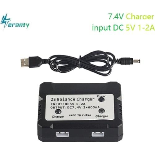7.4V 600 mA Balance Charger For 2S Lipo battery For Syma X8C MJX X600 X101 BugRC Toys 7.4V balance Charger Plug Input DC 5V 1-2A
