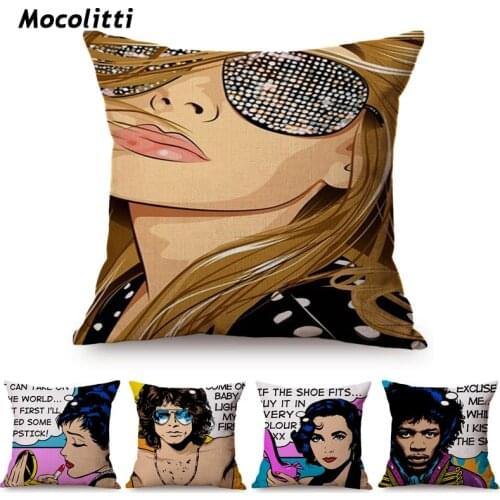 American Style Pop Art Eighties Fashion Beautiful Woman Decoration Throw Pillow Case Cool Man Bar Restaurant Sofa Cushion Cover