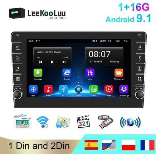 LeeKooLuu 1 Din Car Multimedia Player Radio GPS Navigation Android 9.1 Autoradio Stereo for Volkswagen Nissan Kia Toyota Skoda