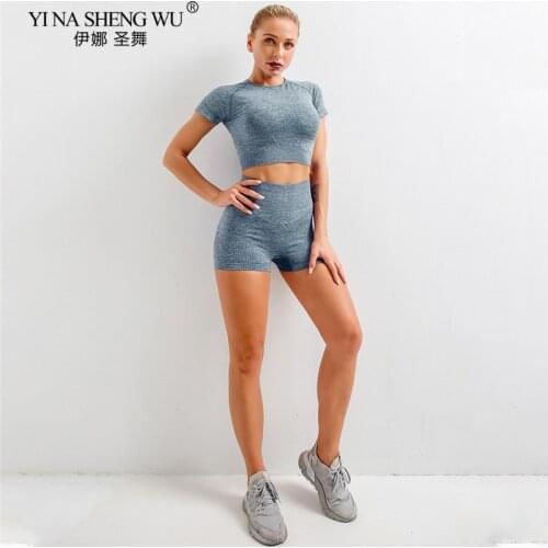 Seamless Long Sleeve Crop Top Yoga Top Sportswear Gym Jogging Workout Short Sleeve Shirts Padded Push Up Sports Bra Workout Tops