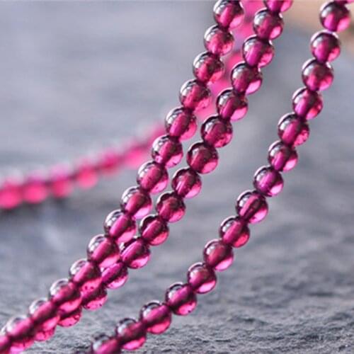 Joanlyn Grade AAA Natural Rhodolite Garnet Beads 3mm-7.5mm Rose Red Color NOT Dyed Smooth Polished Round 15 Inch Strand GA13